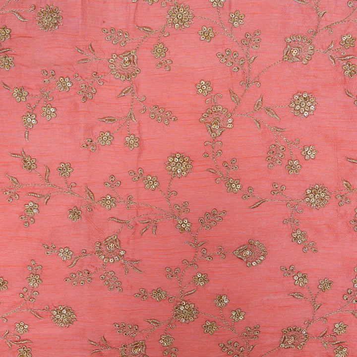 Floral Crown Jaal of Zari with Sequin Touch on Gajari Semi Raw Silk