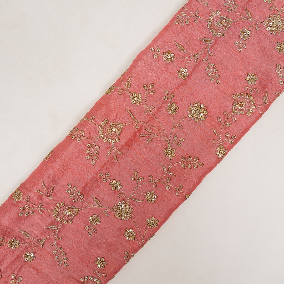Floral Crown Jaal of Zari with Sequin Touch on Gajari Semi Raw Silk