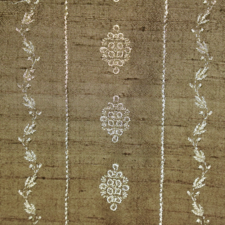 Akaar jaal on Mouse Raw Silk Embroidered Fabric