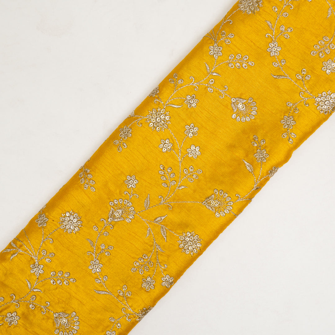 Floral Crown Jaal of Zari with Sequin Touch on Gold Semi Raw Silk