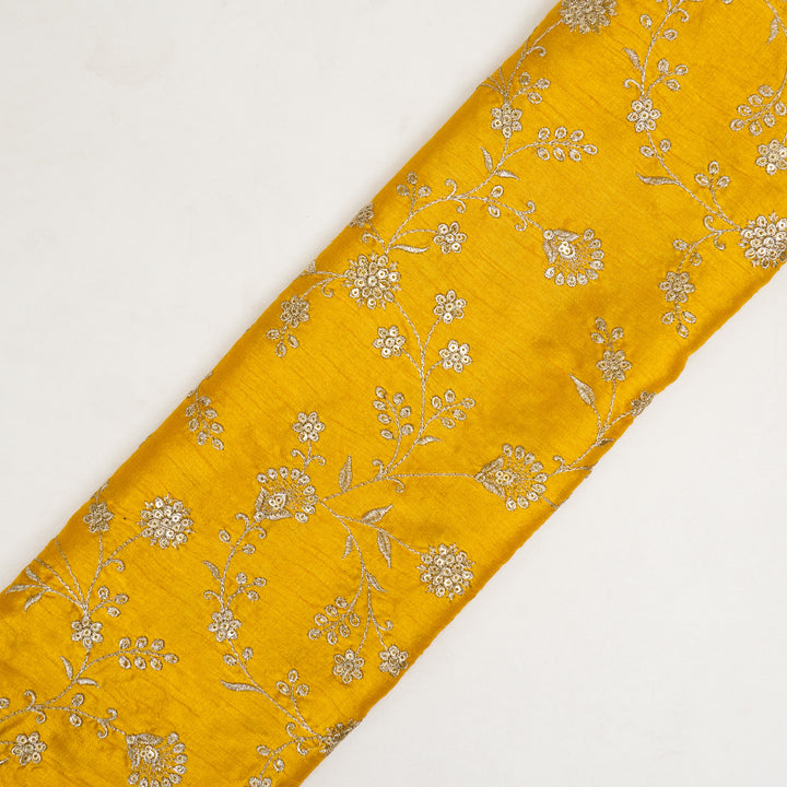 Floral Crown Jaal of Zari with Sequin Touch on Gold Semi Raw Silk