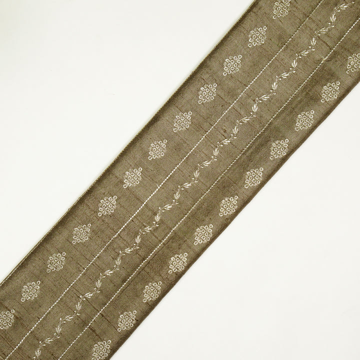 Akaar jaal on Mouse Raw Silk Embroidered Fabric