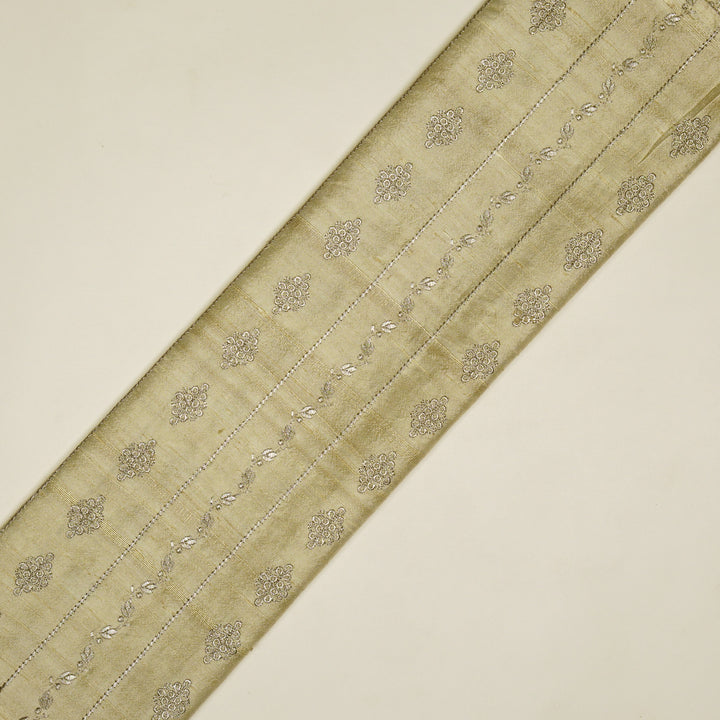 Akaar jaal on Cream Raw Silk Embroidered Fabric