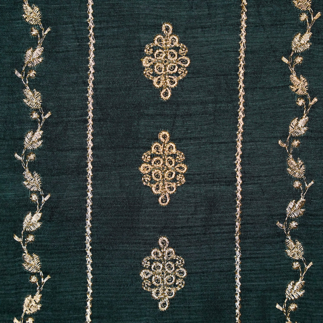 Akaar jaal on Bluish Grey Raw Silk Embroidered Fabric