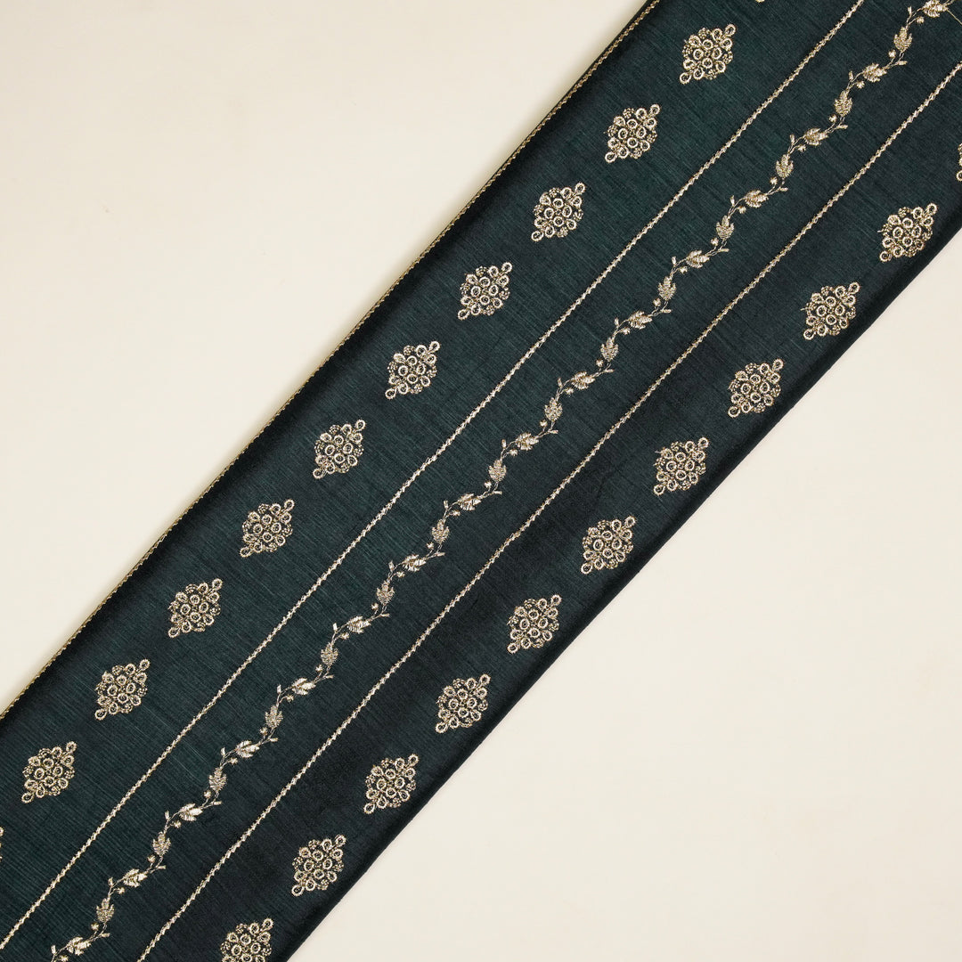 Akaar jaal on Bluish Grey Raw Silk Embroidered Fabric