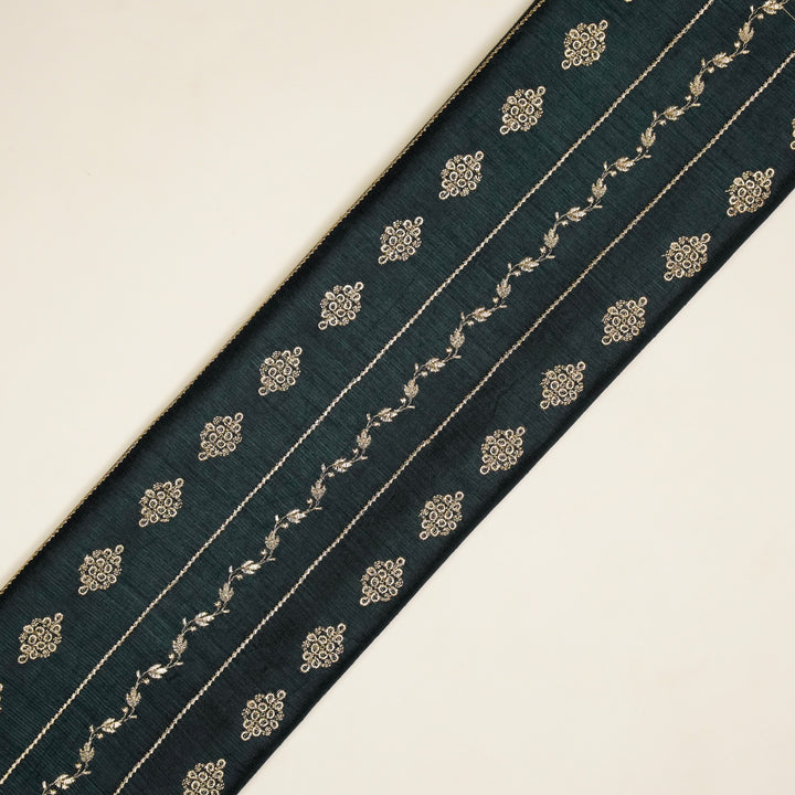 Akaar jaal on Bluish Grey Raw Silk Embroidered Fabric