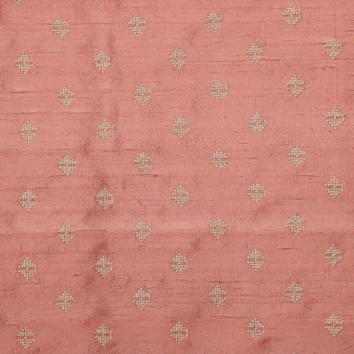 Naqsh Buti on Pink Raw Silk Embroidered Fabric