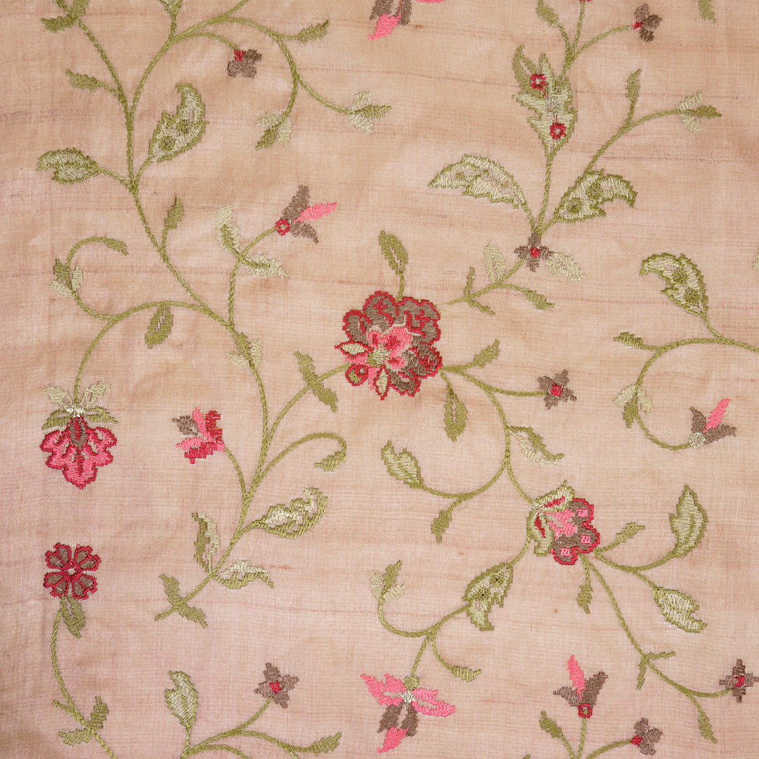 Serena Jaal On Blush Tussar Silk Embroidered Fabric