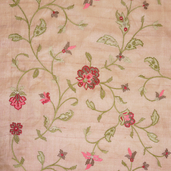 Serena Jaal On Blush Tussar Silk Embroidered Fabric
