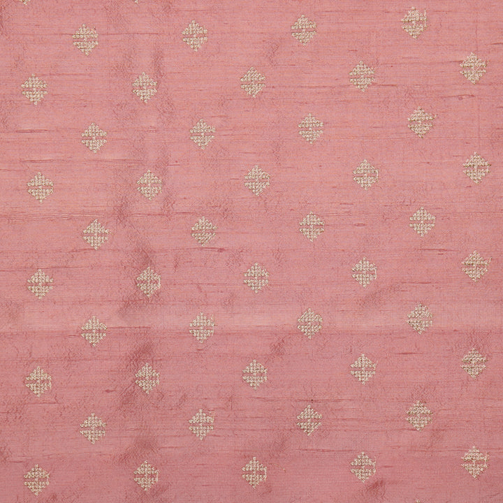 Naqsh Buti on Pink Raw Silk Embroidered Fabric