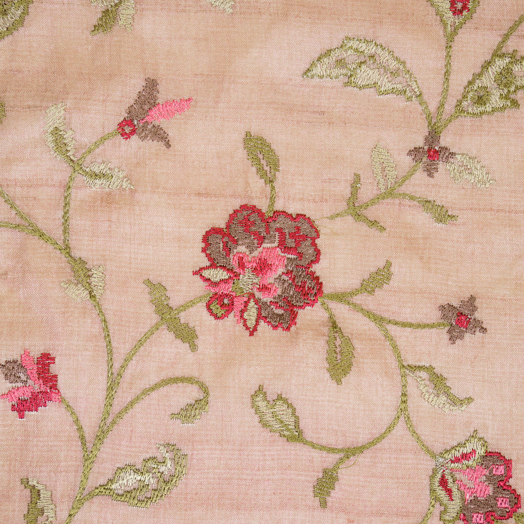 Serena Jaal On Blush Tussar Silk Embroidered Fabric