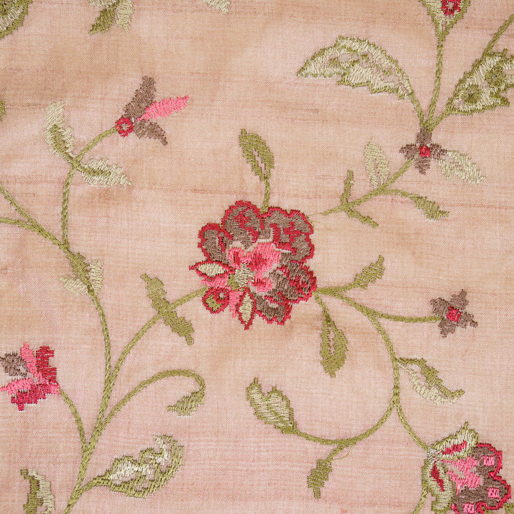 Serena Jaal On Blush Tussar Silk Embroidered Fabric