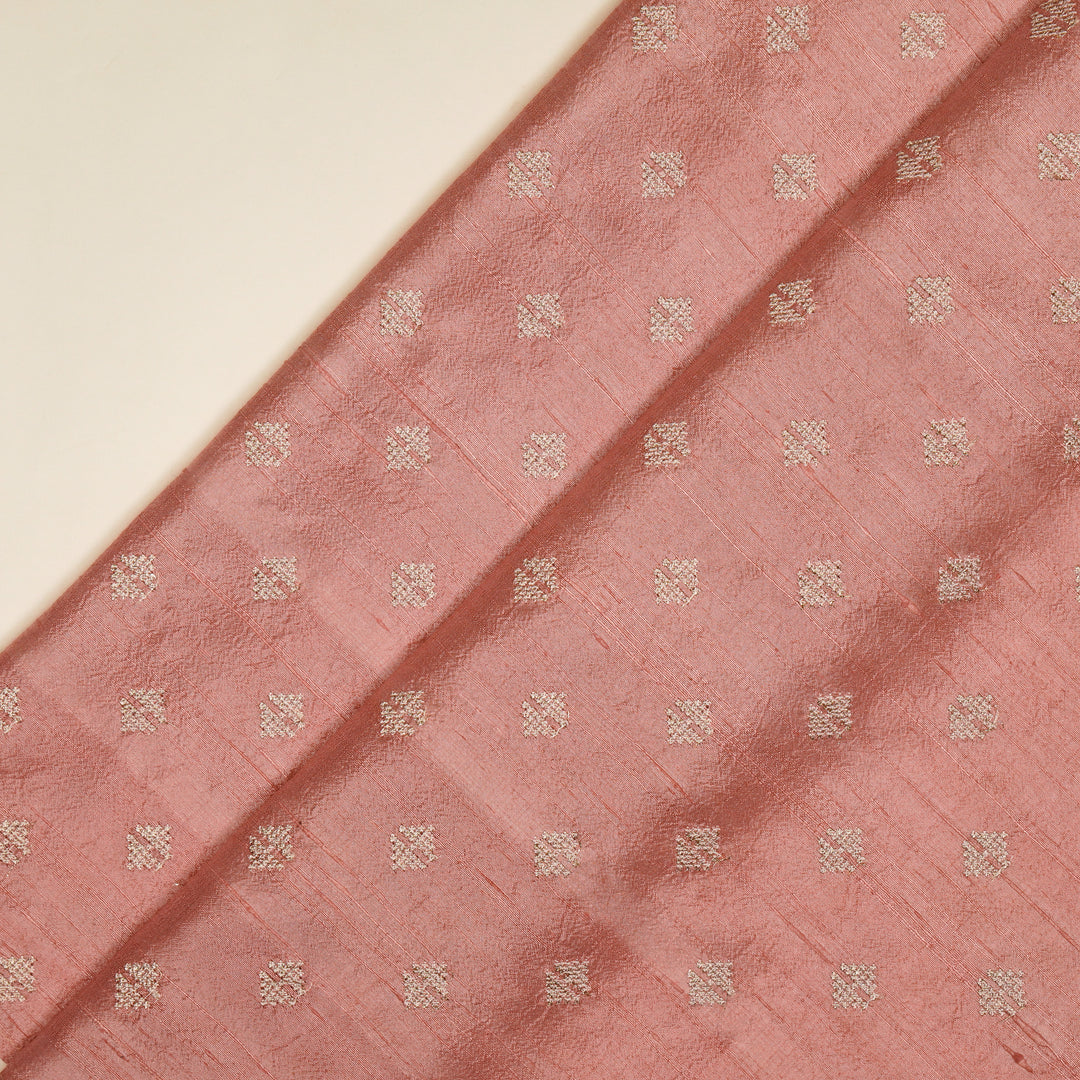 Naqsh Buti on Pink Raw Silk Embroidered Fabric
