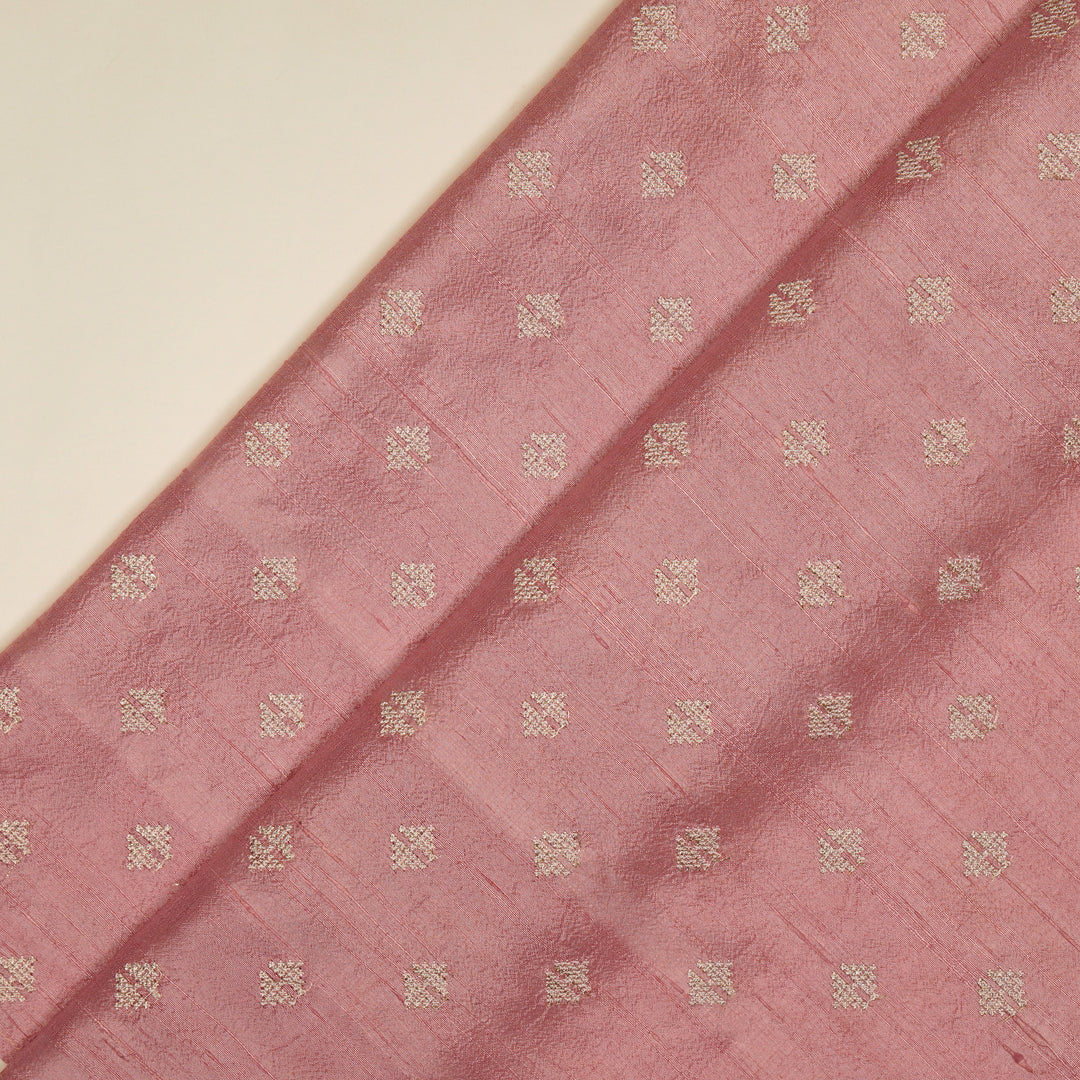 Naqsh Buti on Pink Raw Silk Embroidered Fabric