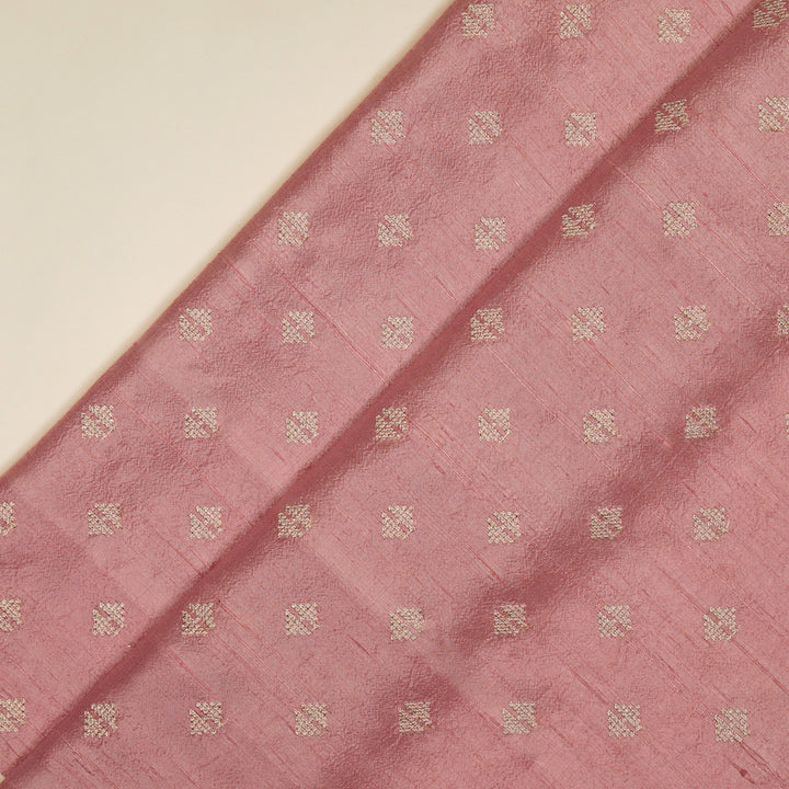 Naqsh Buti on Pink Raw Silk Embroidered Fabric