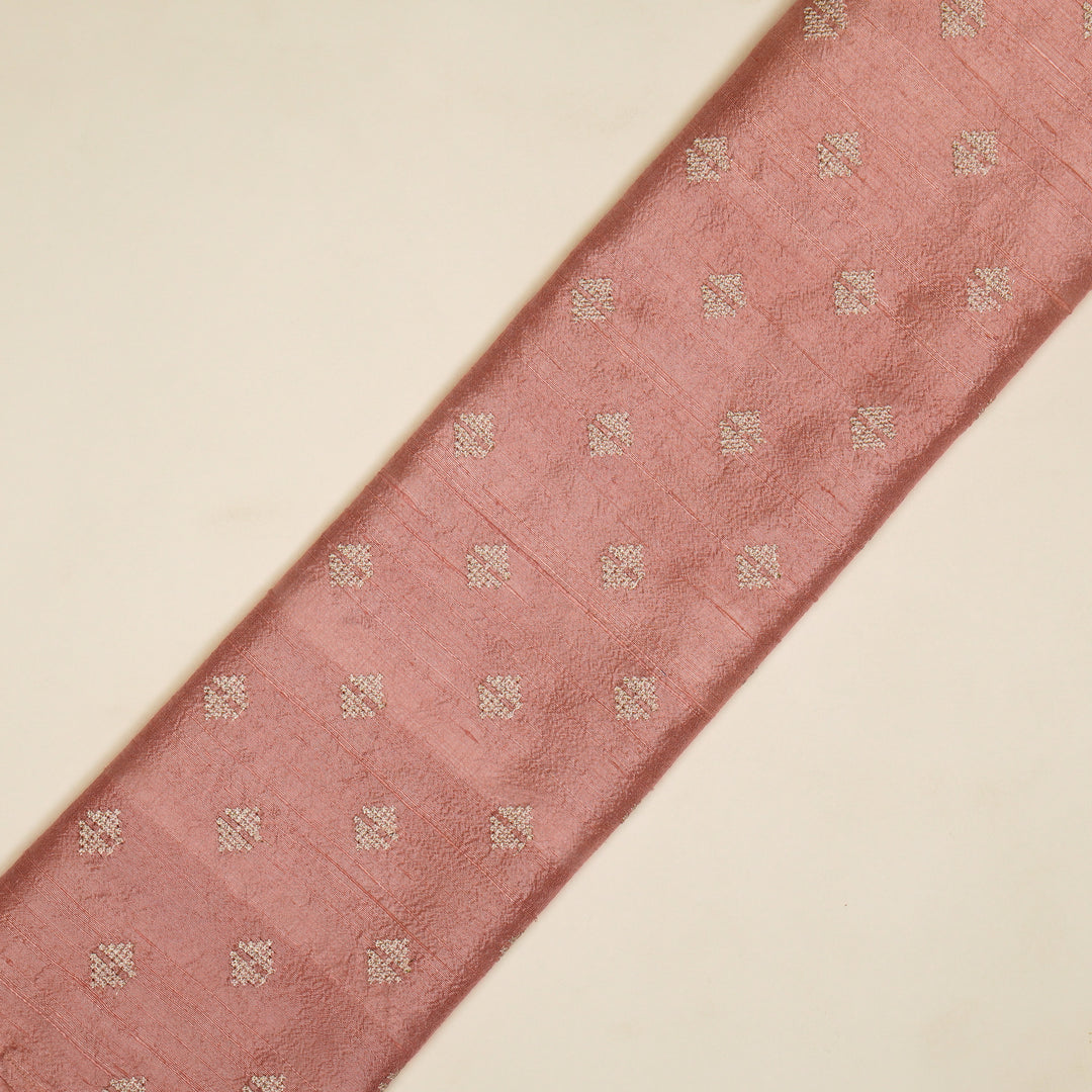 Naqsh Buti on Pink Raw Silk Embroidered Fabric
