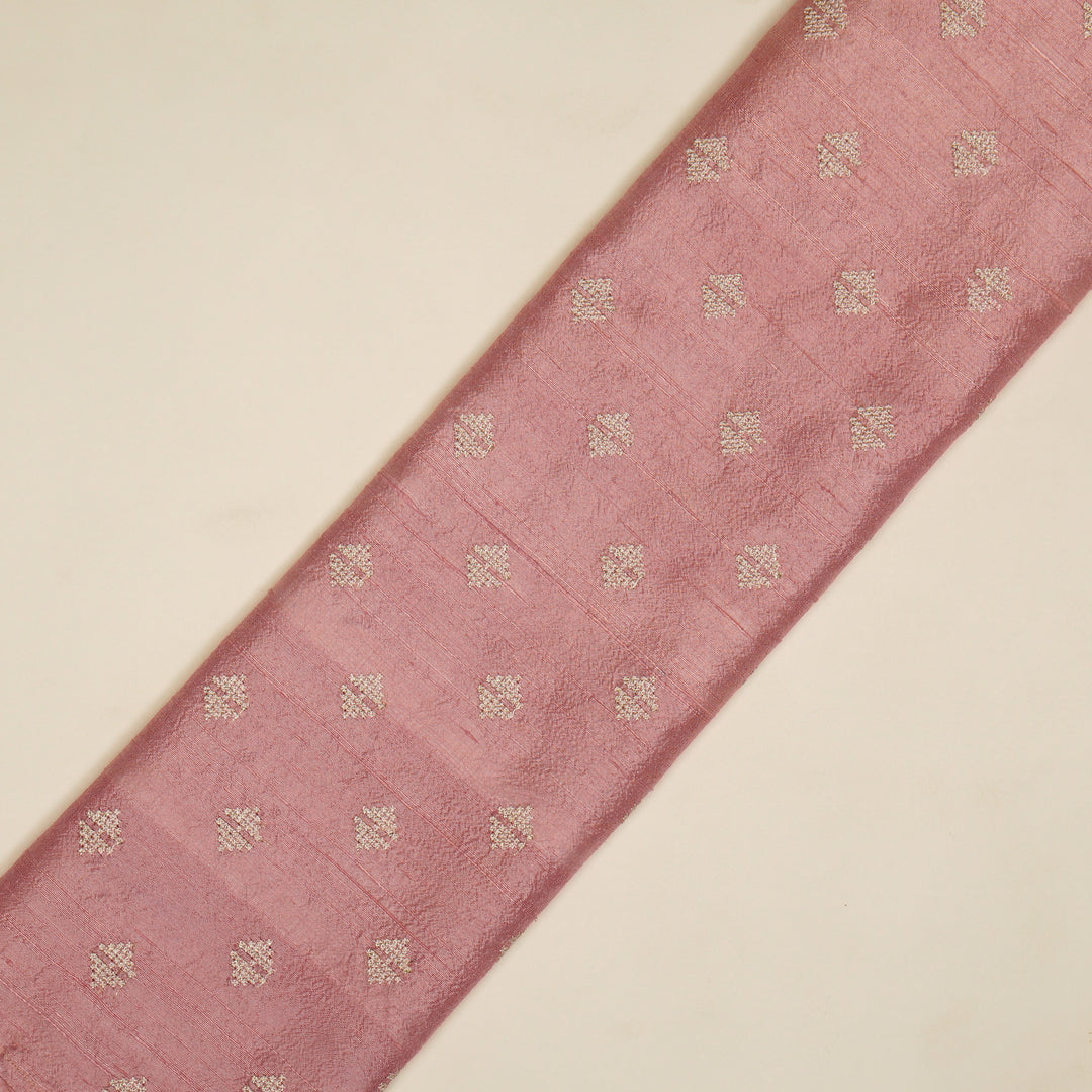 Naqsh Buti on Pink Raw Silk Embroidered Fabric