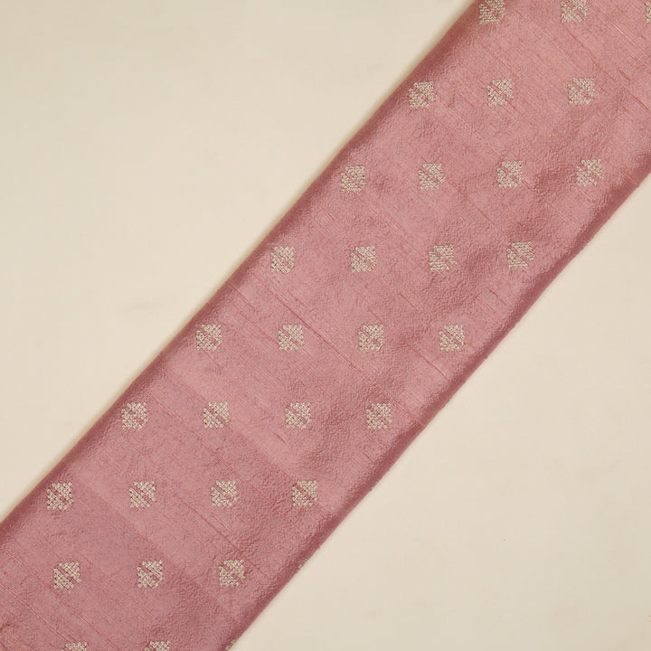 Naqsh Buti on Pink Raw Silk Embroidered Fabric