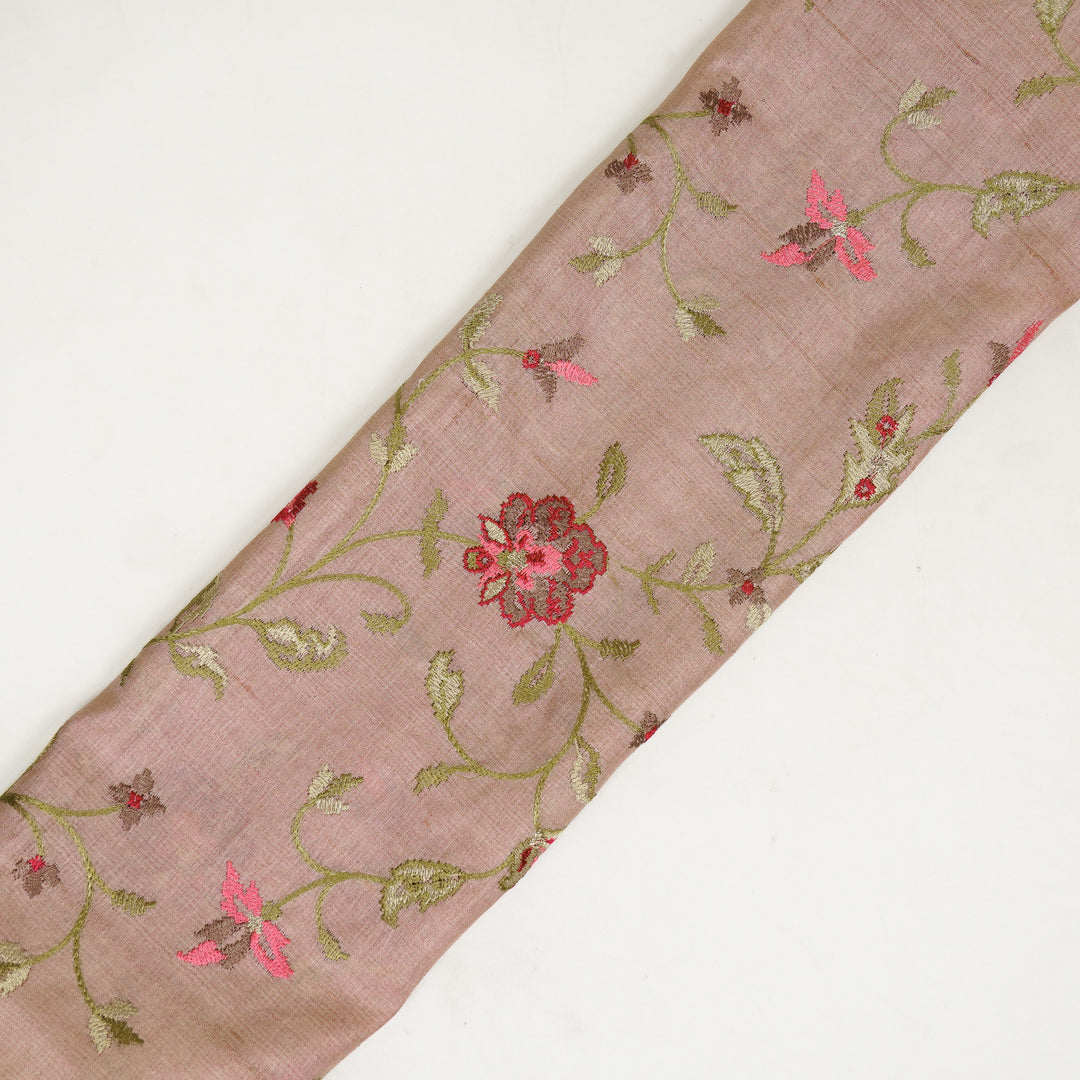 Serena Jaal On Blush Tussar Silk Embroidered Fabric