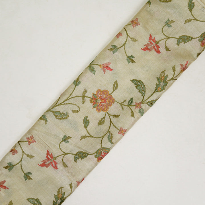 Serena Jaal On Natural Tussar Silk Embroidered Fabric
