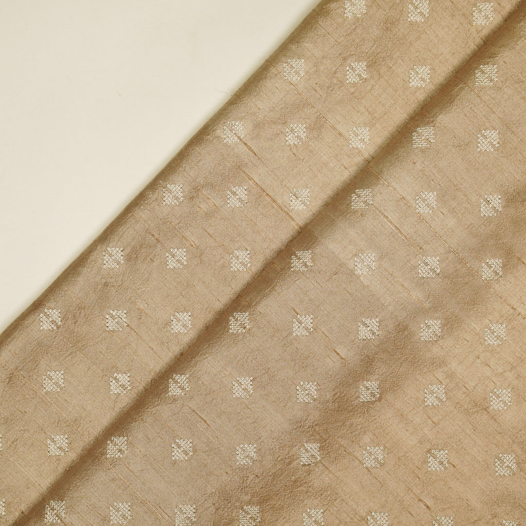 Naqsh Buti on Blush Raw Silk Embroidered Fabric