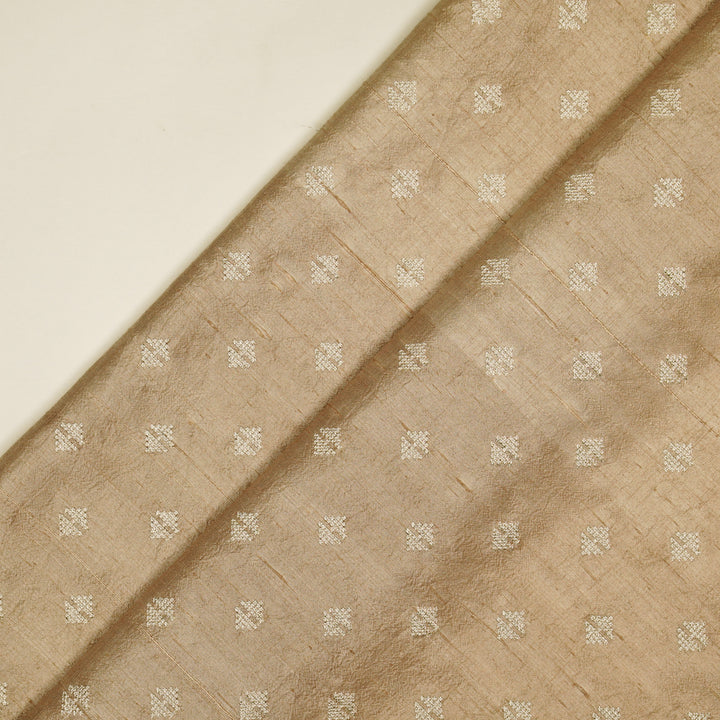 Naqsh Buti on Blush Raw Silk Embroidered Fabric