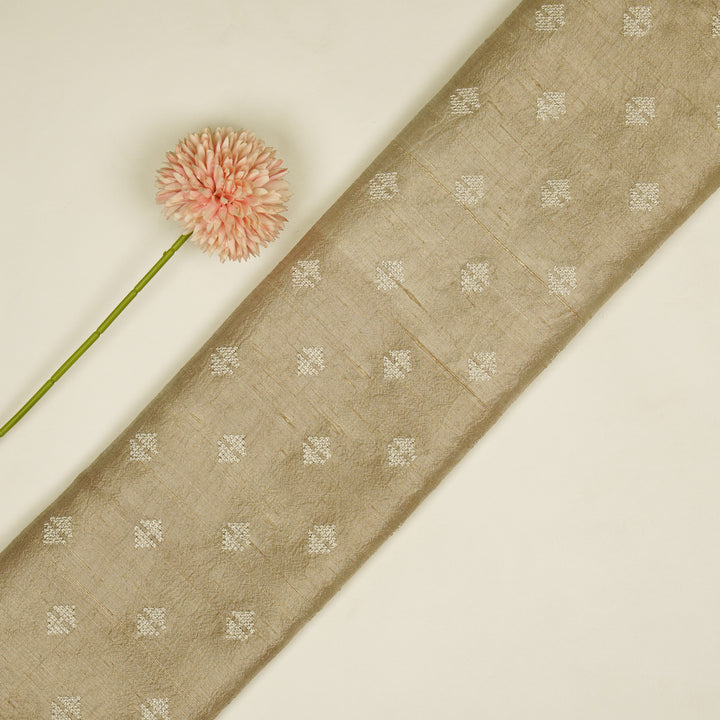 Naqsh Buti on Blush Raw Silk Embroidered Fabric