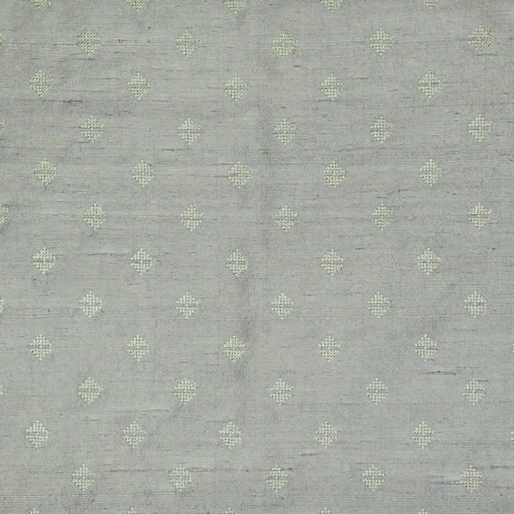 Naqsh Buti on Grey Raw Silk Embroidered Fabric