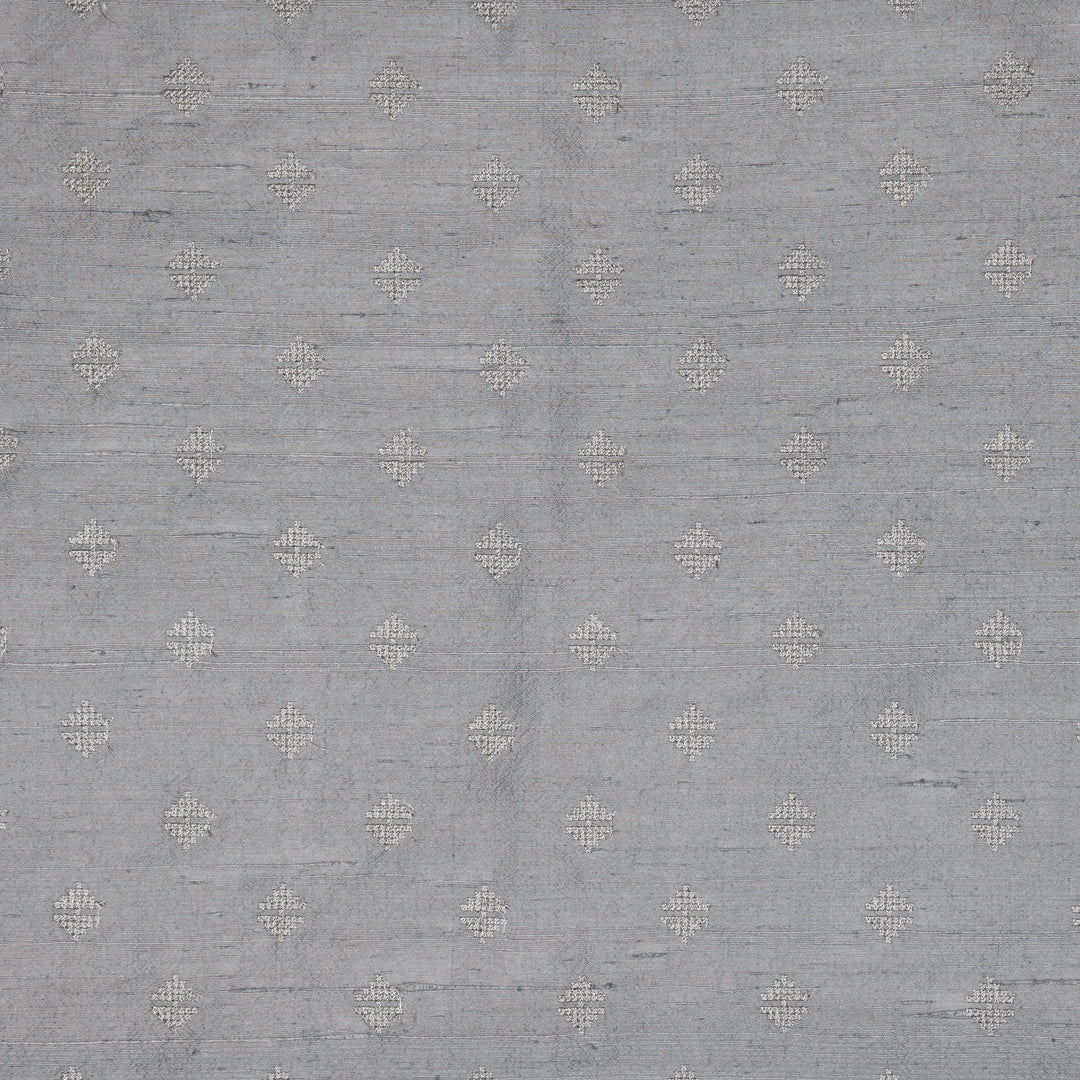 Naqsh Buti on Grey Raw Silk Embroidered Fabric