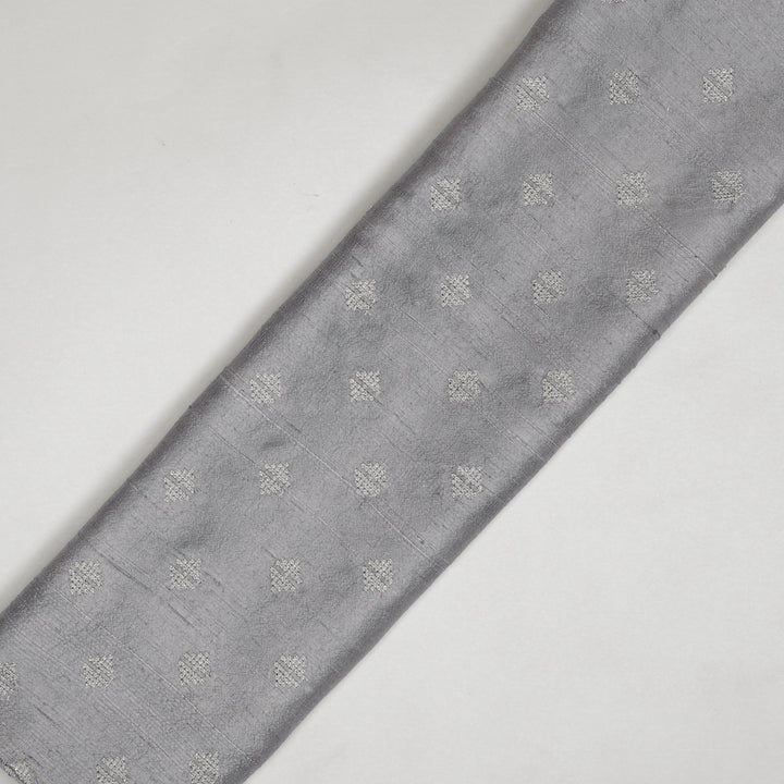 Naqsh Buti on Grey Raw Silk Embroidered Fabric