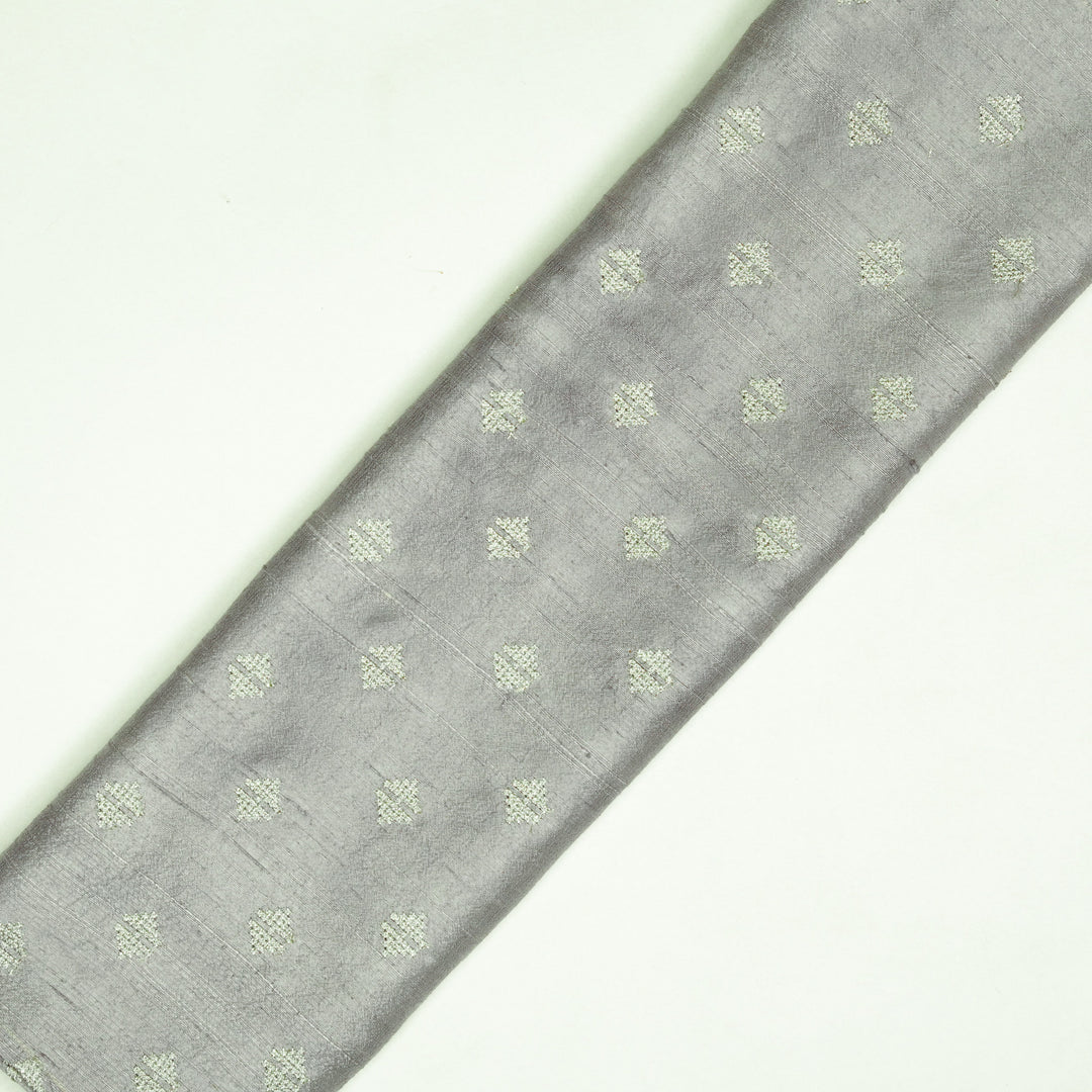 Naqsh Buti on Grey Raw Silk Embroidered Fabric