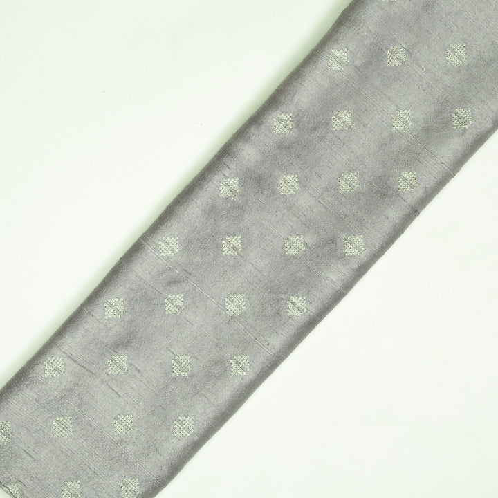 Naqsh Buti on Grey Raw Silk Embroidered Fabric