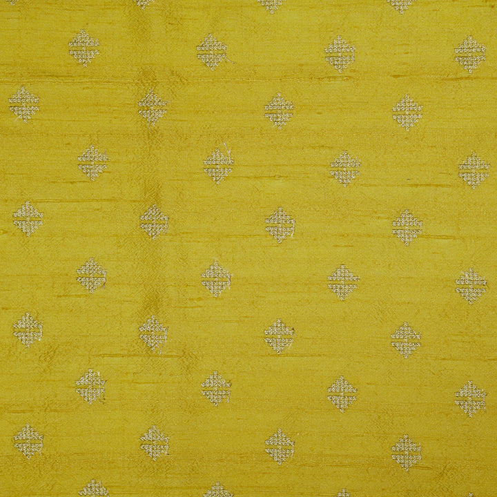 Naqsh Buti on Lemon Raw Silk Embroidered Fabric