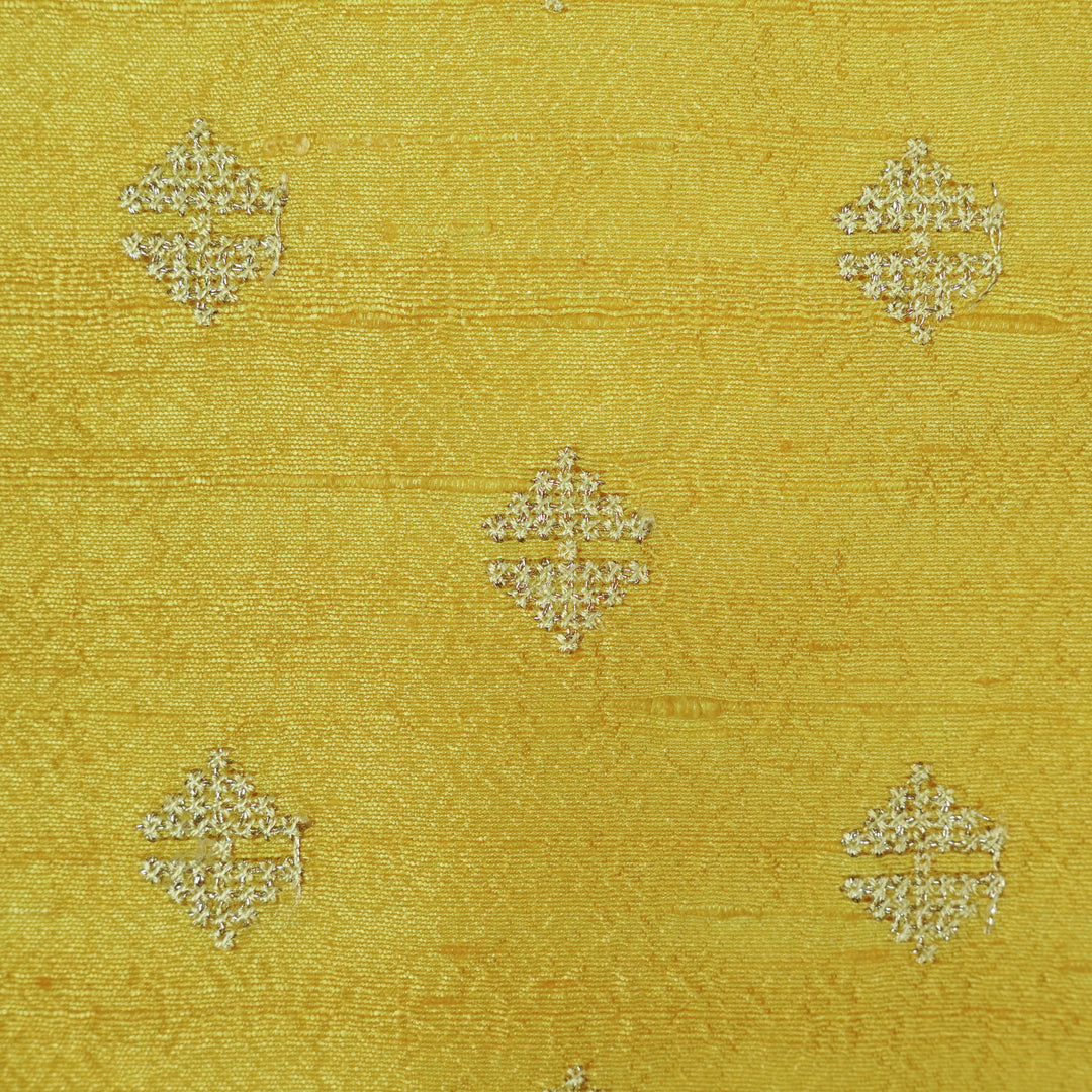 Naqsh Buti on Lemon Raw Silk Embroidered Fabric
