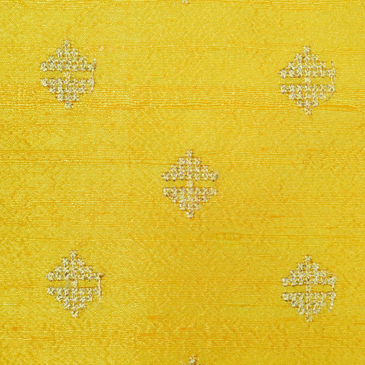 Naqsh Buti on Lemon Raw Silk Embroidered Fabric