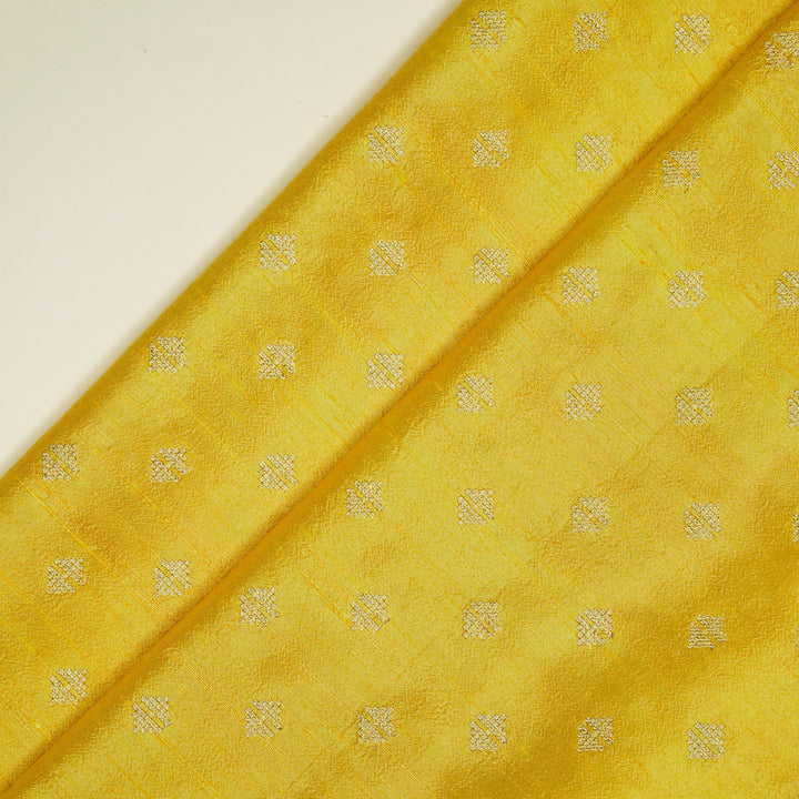 Naqsh Buti on Lemon Raw Silk Embroidered Fabric