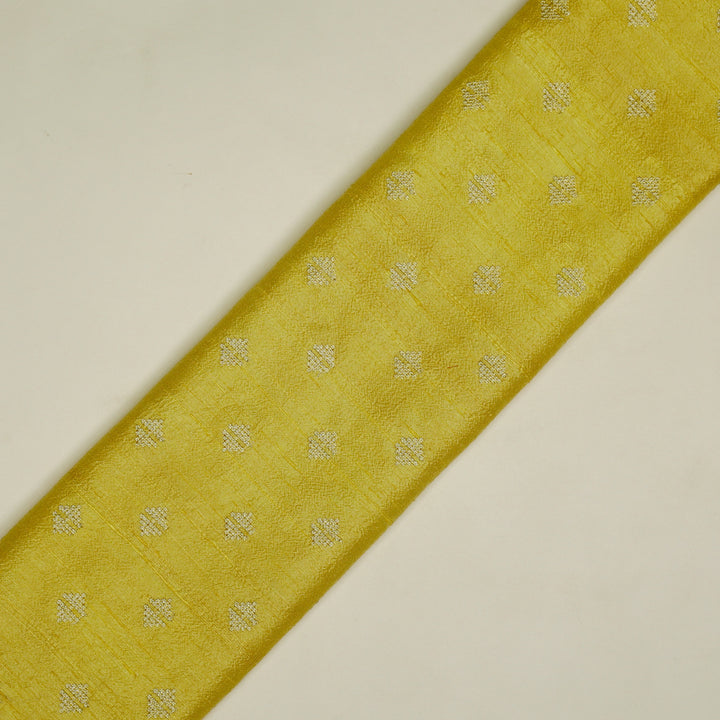 Naqsh Buti on Lemon Raw Silk Embroidered Fabric