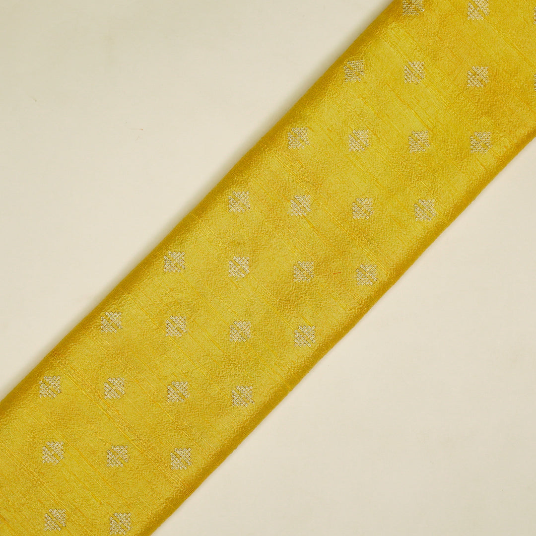 Naqsh Buti on Lemon Raw Silk Embroidered Fabric