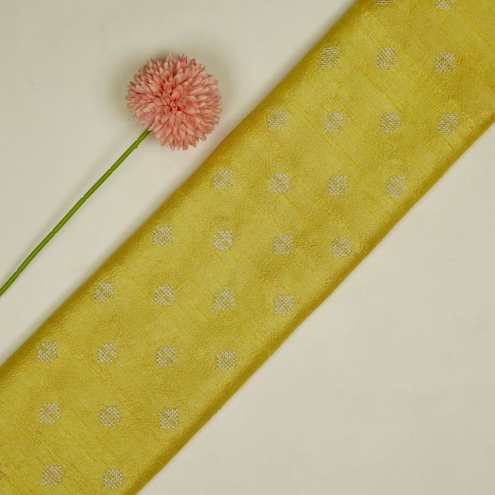 Naqsh Buti on Lemon Raw Silk Embroidered Fabric