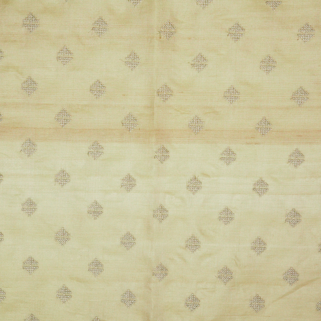 Naqsh Buti on Cream Raw Silk Embroidered Fabric