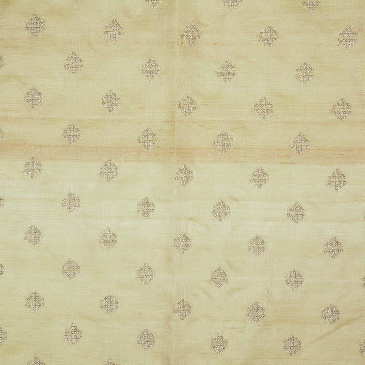 Naqsh Buti on Cream Raw Silk Embroidered Fabric