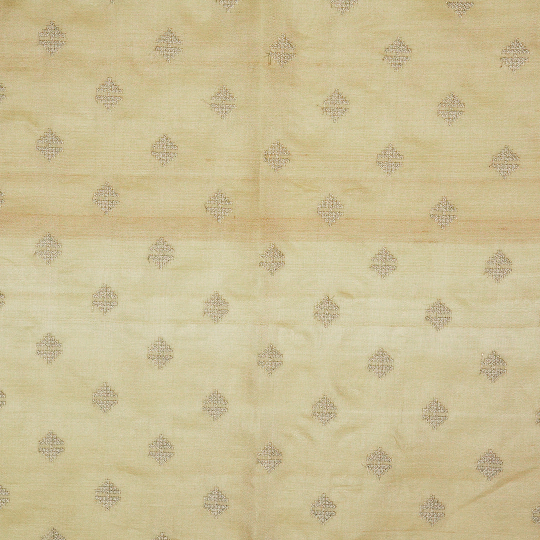 Naqsh Buti on Cream Raw Silk Embroidered Fabric