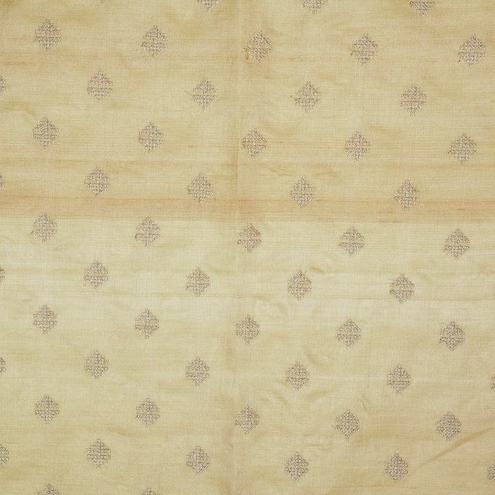 Naqsh Buti on Cream Raw Silk Embroidered Fabric