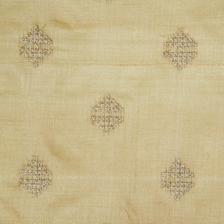 Naqsh Buti on Cream Raw Silk Embroidered Fabric