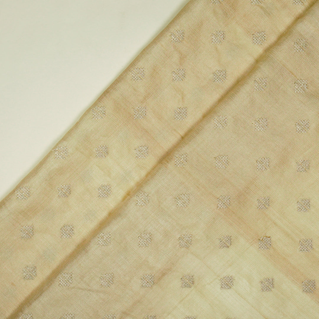 Naqsh Buti on Cream Raw Silk Embroidered Fabric