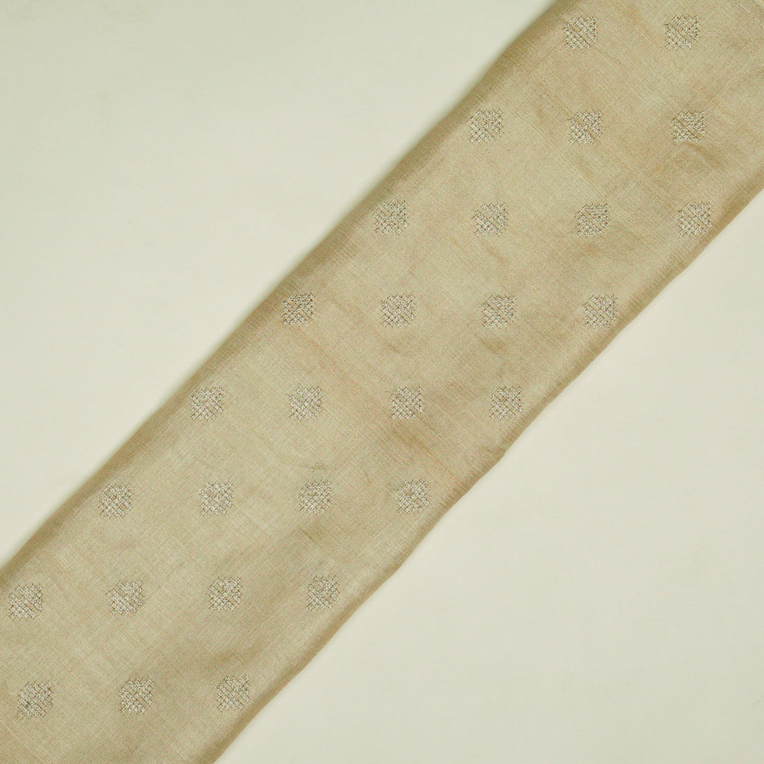 Naqsh Buti on Cream Raw Silk Embroidered Fabric