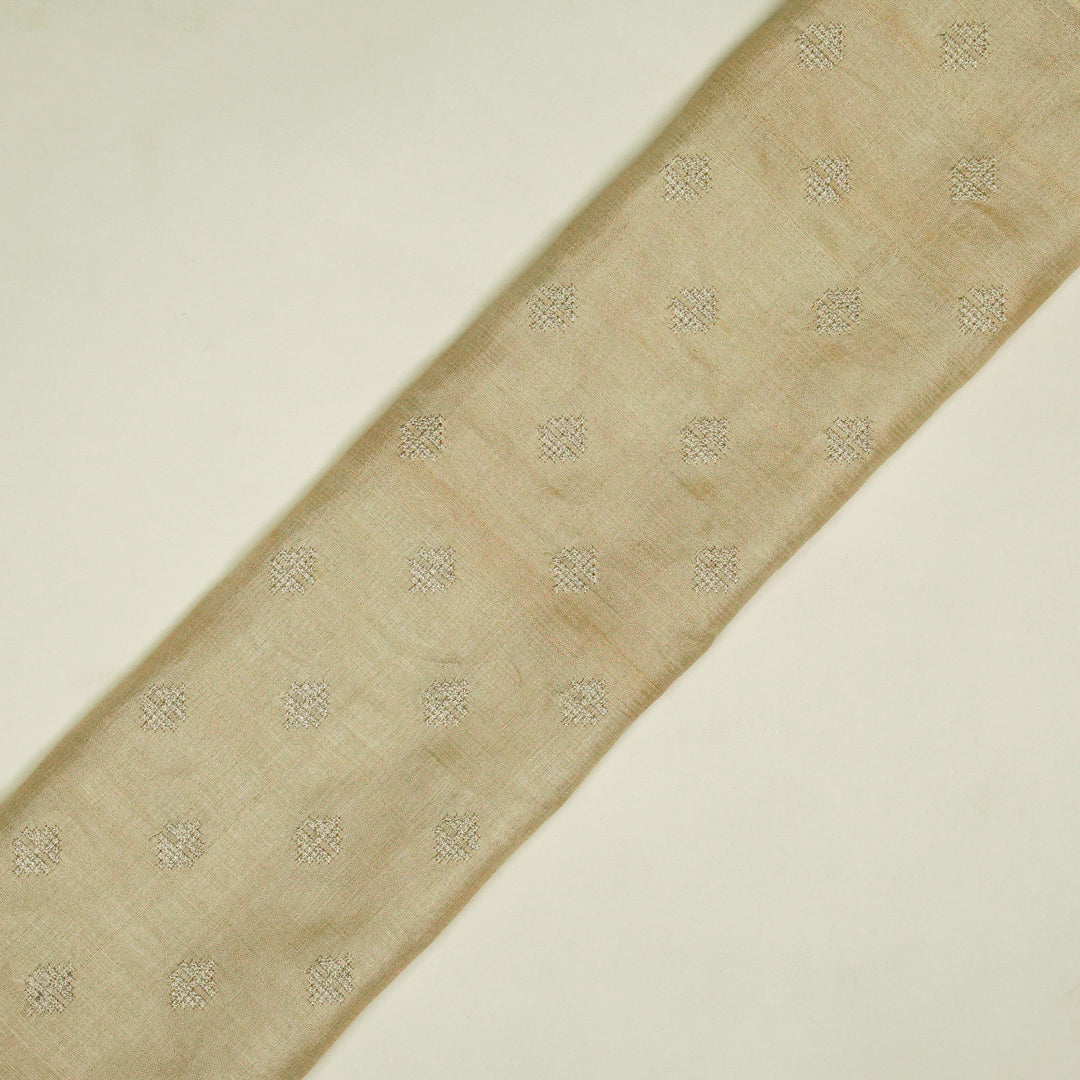 Naqsh Buti on Cream Raw Silk Embroidered Fabric