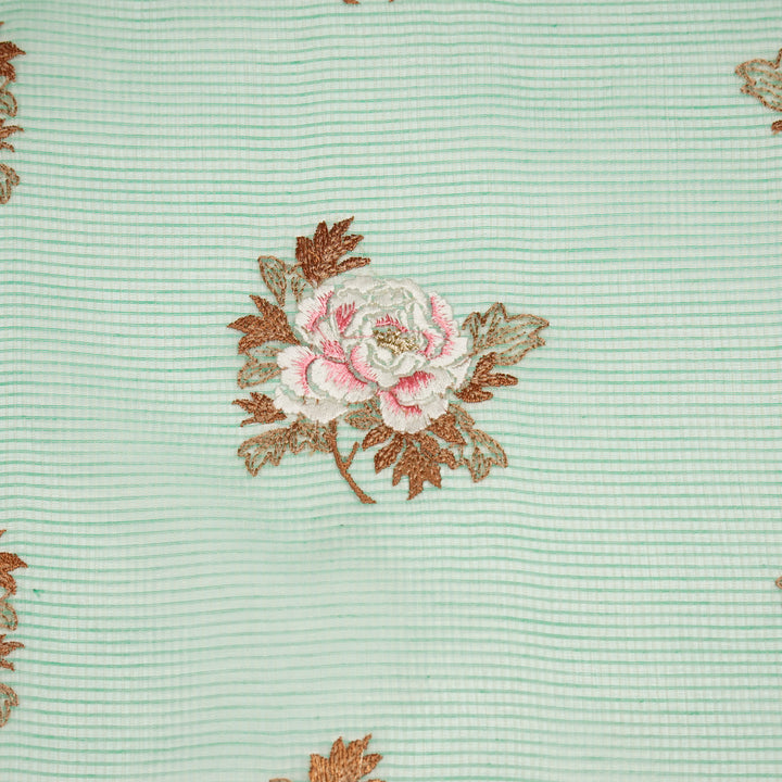 Reeva Buta on Aqua Green Munga Kota Embroidered Fabric