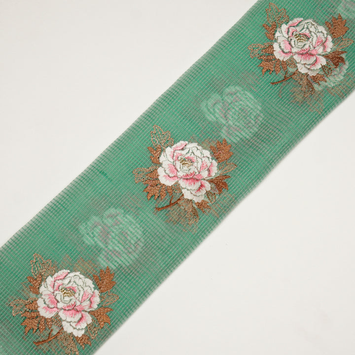 Reeva Buta on Aqua Green Munga Kota Embroidered Fabric