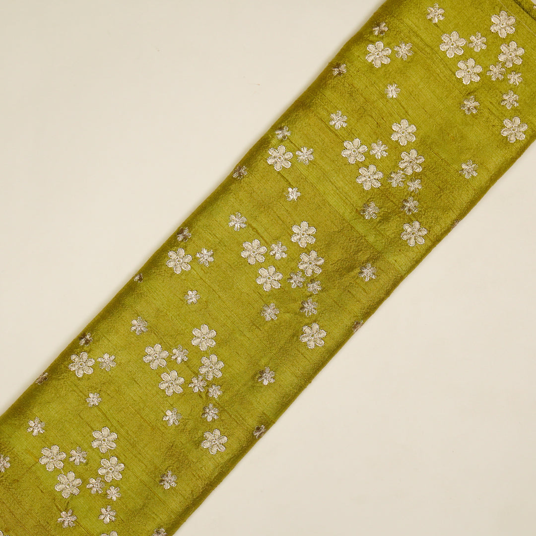 Afnan Buti on Olive  Raw Silk Embroidered Fabric